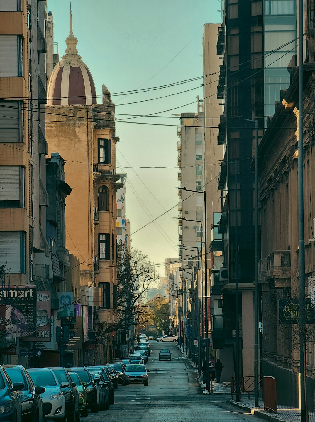 chilean city street at dawn